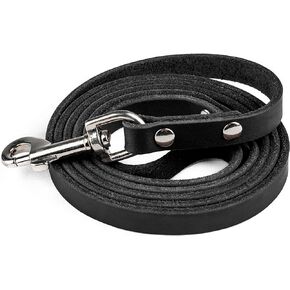 Mighty Paw Leather Dog Leash - Genuine Distressed Material - Premium - Suitable for All Pet Sizes - Heavy Duty Dogs Leashes - Modern - Dark