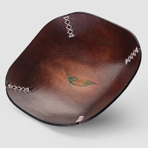 Vegetable Tanned Cowhide Leather Storage Tray, Genuine Leather Organizer for Small Items, Key and Coin Box, Bedside Desktop Organizer, Hand-Stitched KWINKIN in Saudi Arabia
