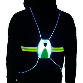 سترة الجري العاكسة LED من LeadSeals مع ضوء أمامي قابل للتعديل معدات الجري العاكسة للرجال والنساء القابلة لإعادة الشحن عالية الوضوح تحذير LED سترة خفيفة للجري الليلي وركوب الدراجات والركض in Kuwait