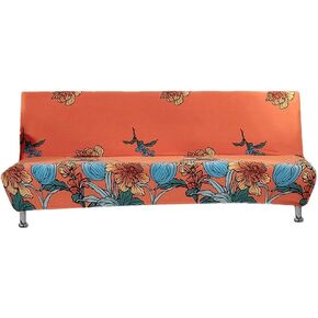 DEJEXEGO Printed Non-Armrest Couch Cover Futon Slipcovers Armless Sofa Cover Stretch Folding Sofa Bed Cover with Elastic Bottom Foldable Fitted Furniture Protector for Pets, Kids in Saudi Arabia