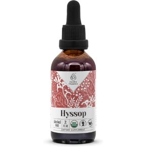 Hyssop USDA Organic Alcohol-Free Extract | Dietary Supplement, High-Potency Tincture | Natural Certified Organic Hyssop (Hyssopus officinalis) Dried Herb (2 oz)