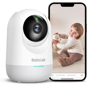 جهاز مراقبة الأطفال BOTSLAB - جهاز مراقبة الأطفال الذكي بدقة 3K 5 ميجابكسل داخلي، اكتشاف البكاء والمكالمات بلمسة واحدة، صوت ثنائي الاتجاه ورؤية ليلية، واي فاي 5 جيجا هرتز، يعمل مع Alexa in Kuwait