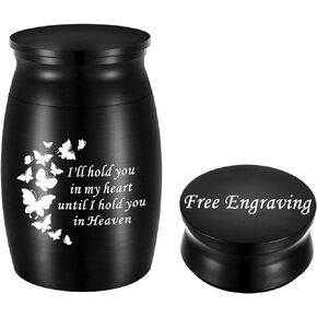 3 Inches Small Keepsake Urn for Ashes Mini Butterfly Aluminum Urn for Human Ashes Cremation Funeral Ash Holder - I'll Hold You in My Heart Until I Hold You in Heaven