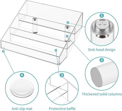 هايميي منظم عطور، حامل عطور 10 انش، عرض عطور من 3 طبقات، رف رفع اكريليك شفاف للعطور والكب كيك والاحجار الكريمة والكوريو وتماثيل الانيمي ومنتجات العناية بالبشرة (عبوتان) in Kuwait