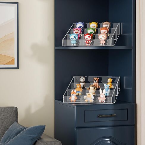 هايميي منظم عطور، حامل عطور 10 انش، عرض عطور من 3 طبقات، رف رفع اكريليك شفاف للعطور والكب كيك والاحجار الكريمة والكوريو وتماثيل الانيمي ومنتجات العناية بالبشرة (عبوتان) in Kuwait