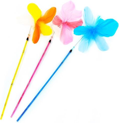 CHIWAVA 25" Colorful Feather Cat Teaser Wand with Bell Kitten Interactive Toys in Kuwait