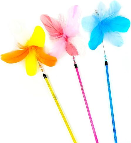 CHIWAVA 25" Colorful Feather Cat Teaser Wand with Bell Kitten Interactive Toys in Kuwait