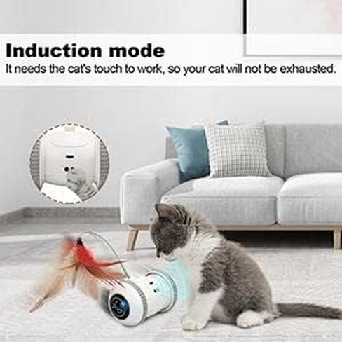 Nueplay Interactive Cat Toys for Indoor Cats, Automatic Cat Toys with LED Light,Smart Electric Cat Toys with 2 Feathers, Pet Exercise Toys, Robotic Cat Toys with 2 Modes USB Charging, Moving Cat Toys in Kuwait