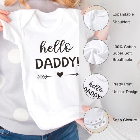 إعلان حمل للأب - طقم Hello Daddy Baby Onesie، أحذية أطفال، صندوق تذكار لاختبار الحمل، بطاقة كشف الحمل - مجموعة هدايا إعلان مفاجئة للطفل للزوج الشريك in Kuwait