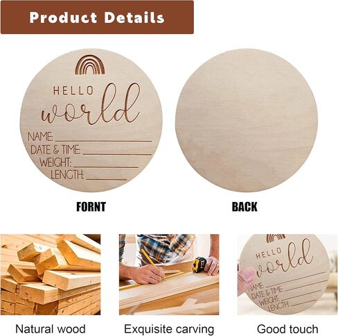 لافتة إعلان الطفل الخشبية، لافتة إعلان الميلاد، لافتة هالو وورلد لحديثي الولادة كهدية لحديثي الولادة لحفل استقبال المولود، علامة إعلان اسم الطفل تذكار للمستشفى لمشاركة متعة وصول طفلك in Kuwait