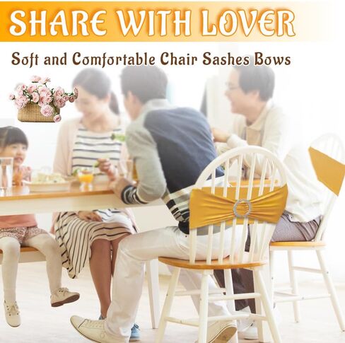 NDSWKR 50 قطعة من أوشاح الكراسي المصنوعة من الألياف اللدنة الذهبية، أربطة كرسي قابلة للتمدد مع منزلق بإبزيم، أربطة غطاء كرسي مرنة عالمية لتزيين حفلات الزفاف وحفلات الاستقبال والولائم in Kuwait