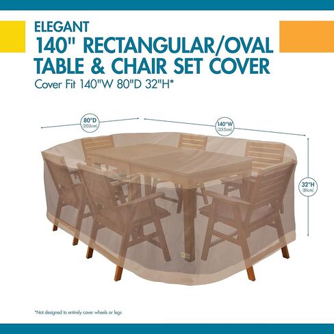 Duck Covers Elegant Waterproof 109 Inch Rectangular/Oval Patio Table & Chair Set Cover, Outdoor Table Cover in Saudi Arabia