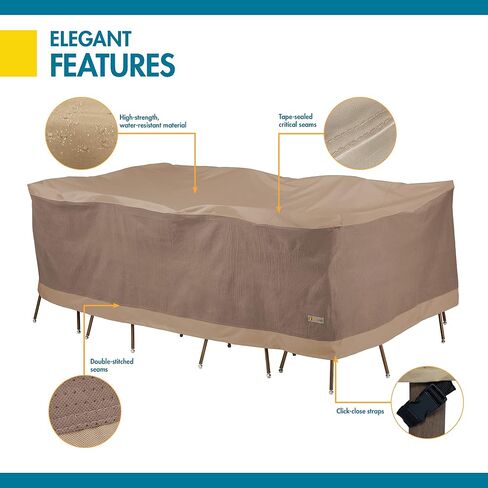 Duck Covers Elegant Waterproof 109 Inch Rectangular/Oval Patio Table & Chair Set Cover, Outdoor Table Cover in Saudi Arabia