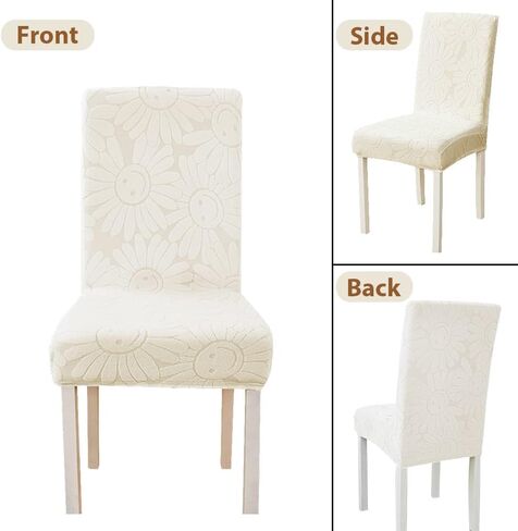 Aiuuee Stretch Chair Covers for Dining Room Set of 4, Removable Washable Dining Chair Seat Covers Chair Protectors Cover, Unique Chair Slipcovers for Dining Room, Kitchen, Hotel, Party(Khaki) in Kuwait