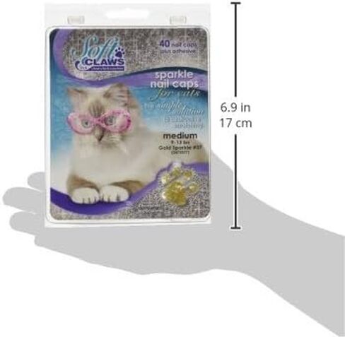Soft Claws Gold Sparkle Cat Nail Caps, Medium in Kuwait