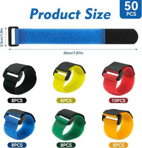 50 قطعة من احزمة صنارة الصيد - اربطة صنارة الصيد مع تويست - احزمة صنارة صيد متعددة الالوان - حزام حامل صنارة صيد قابل للتمدد لقضيب الصيد الدوار وقضيب الذباب من اساسيات الصيد في الهواء الطلق، ازرق، in Kuwait