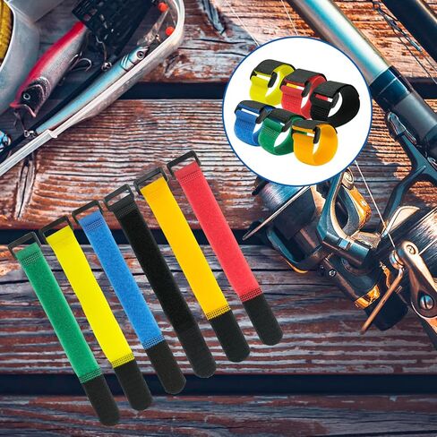 50 قطعة من احزمة صنارة الصيد - اربطة صنارة الصيد مع تويست - احزمة صنارة صيد متعددة الالوان - حزام حامل صنارة صيد قابل للتمدد لقضيب الصيد الدوار وقضيب الذباب من اساسيات الصيد في الهواء الطلق، ازرق، in Kuwait