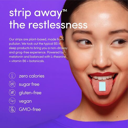 ZENERGY Sleep Oral Strips - Chamomile Lavender Flavor | 5mg Melatonin + 20mg L-Theanine + 100% Vitamin B6 + Botanicals | 0 Sugar, 0 Calories, 0 Gluten, Vegan, Instant Action | 1 Tin = 30 Strips in Saudi Arabia