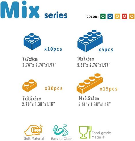 UNiPLAY Mix Soft Building Blocks - 34-Piece Set for Infant Early Learning, Cognitive Development, and Toddler Creative Play - Ages 3 Months+ in Saudi Arabia