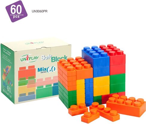 UNiPLAY Mix Soft Building Blocks - 34-Piece Set for Infant Early Learning, Cognitive Development, and Toddler Creative Play - Ages 3 Months+ in Saudi Arabia