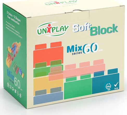 UNiPLAY Mix Soft Building Blocks - 34-Piece Set for Infant Early Learning, Cognitive Development, and Toddler Creative Play - Ages 3 Months+ in Saudi Arabia
