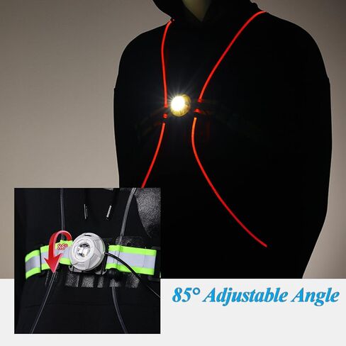 سترة الجري العاكسة LED من LeadSeals مع ضوء أمامي قابل للتعديل معدات الجري العاكسة للرجال والنساء القابلة لإعادة الشحن عالية الوضوح تحذير LED سترة خفيفة للجري الليلي وركوب الدراجات والركض in Kuwait