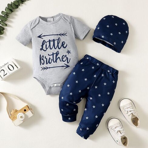 ملابس OPAWO للأطفال حديثي الولادة من 3 قطع ملابس لطيفة للمنزل هدية للطفل الصبي هدية صيفية للرضع سراويل رومبير... in Kuwait