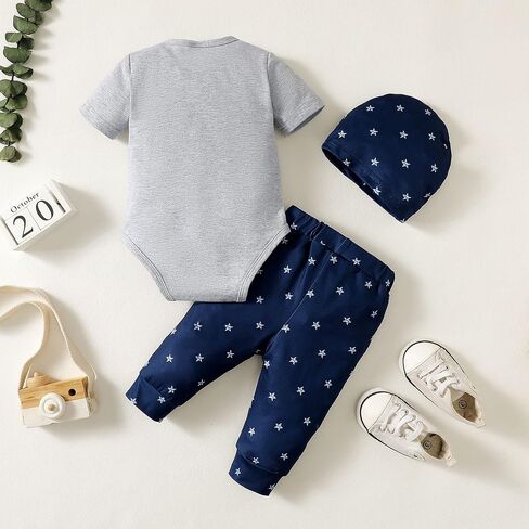 ملابس OPAWO للأطفال حديثي الولادة من 3 قطع ملابس لطيفة للمنزل هدية للطفل الصبي هدية صيفية للرضع سراويل رومبير... in Kuwait