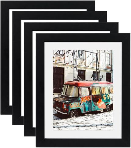 إطارات صور سوداء مقاس 8 × 10 من الخشب الصلب الطبيعي، 4 عبوات للتركيب على الحائط وعرض سطح الطاولة in Kuwait