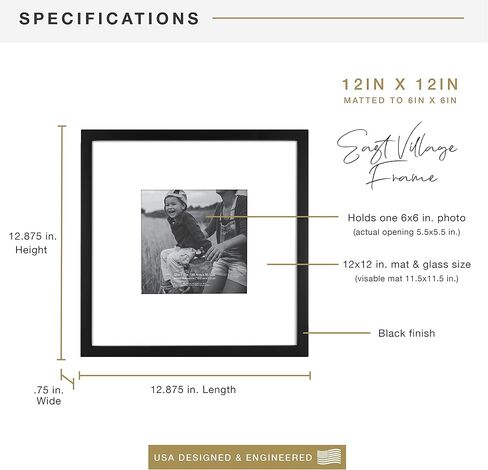 إطار MCS East Village، أسود، 18 × 18 بوصة غير لامع إلى 12 × 12 بوصة، قطعتان in Kuwait