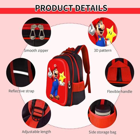 Dibhhui Cartoon Kids Backpacks15 بوصة Cosplay حقيبة كتف مزدوجة حقيبة سفر خفيفة الوزن متينة حقيبة كتب للأطفال الصغار للفتيات والأولاد (MLA-3) in Kuwait