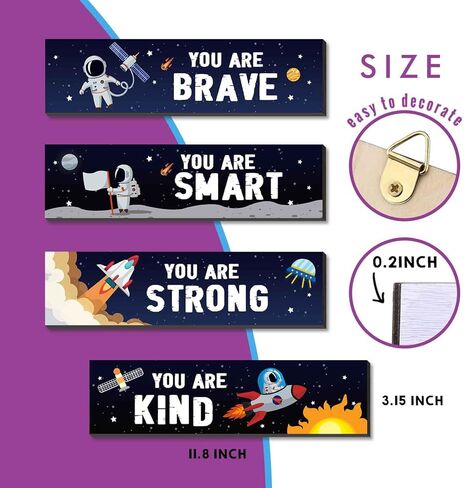 4 قطع من اقتباسات ملهمة لرائد الفضاء، لافتة تعليق خشبية على الحائط، لوحة معلقة تحفيزية، لوحة فنية جدارية لغرفة الفضاء الخارجي، ديكور حضانة للفضاء الخارجي للأولاد والأطفال، ديكور غرفة اللعب والفصل الدراسي in Kuwait