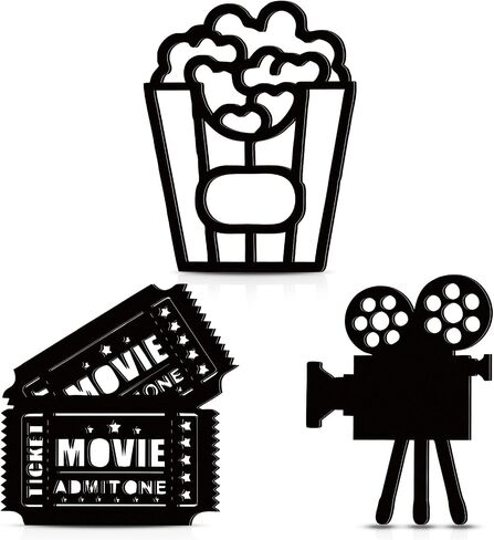 3 قطع من ديكور غرفة المسرح المنزلي والسينما جدار الفن الخشبي بكرة الفيلم لافتة جدارية للمسرح المنزلي لافتة سينما فيلم ديكور جداري (11.5 بوصة، 7.28 بوصة، 7.68 بوصة، نمط أنيق) in Kuwait