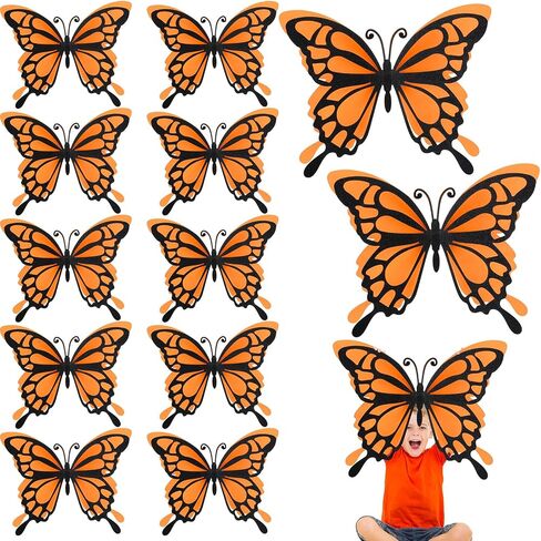 Geyee 12 Pcs 3D Large Butterfly Party Decoration 12 Inch 10 Inch Big Butterfly Centerpieces for Tables Baby Shower Birthday Wedding Hanging Decoration(Gold and Pink) in Saudi Arabia