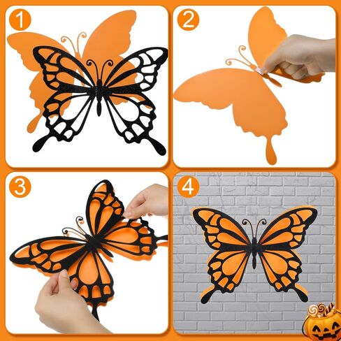Geyee 12 Pcs 3D Large Butterfly Party Decoration 12 Inch 10 Inch Big Butterfly Centerpieces for Tables Baby Shower Birthday Wedding Hanging Decoration(Gold and Pink) in Saudi Arabia