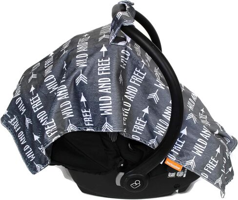 مظلة مقعد السيارة الفاخرة من Dear Baby Gear - غطاء مقعد السيارة للرضع - أغطية مقاعد السيارة للأطفال - مظلة مقعد السيارة لمقاعد السيارة للرضع - غطاء مقعد السيارة (حيوانات الغابة اللذيذة والمكسرات والتوت، رمادي فاتح 40 بوصة × 30 بوصة) in Kuwait