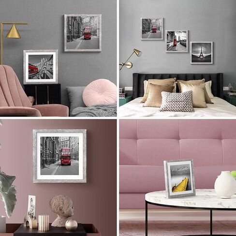 إطارات صور مقاس 12 × 12 من الخشب الصلب من خشب الجوز الريفي مقاس 10 × 10 أو 8 × 8 مع حصيرة أو 12 × 12 بدون حصيرة - إطارات صور مربعة مقاس 12 × 12 بوصة مع سجادتين للجدار أو التركيب على سطح الطاولة، عبوة واحدة in Kuwait