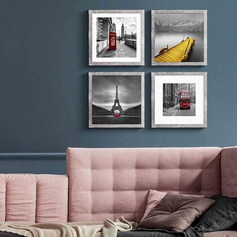 إطارات صور مقاس 12 × 12 من الخشب الصلب من خشب الجوز الريفي مقاس 10 × 10 أو 8 × 8 مع حصيرة أو 12 × 12 بدون حصيرة - إطارات صور مربعة مقاس 12 × 12 بوصة مع سجادتين للجدار أو التركيب على سطح الطاولة، عبوة واحدة in Kuwait