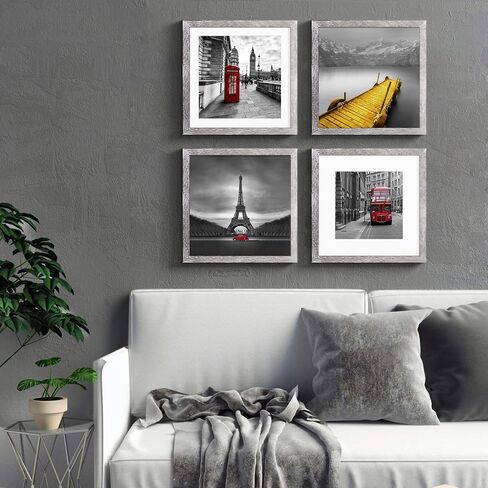 إطارات صور مقاس 12 × 12 من الخشب الصلب من خشب الجوز الريفي مقاس 10 × 10 أو 8 × 8 مع حصيرة أو 12 × 12 بدون حصيرة - إطارات صور مربعة مقاس 12 × 12 بوصة مع سجادتين للجدار أو التركيب على سطح الطاولة، عبوة واحدة in Kuwait