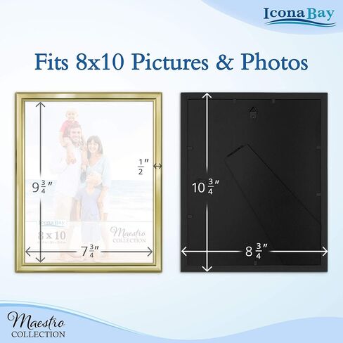 مجموعة إطارات الصور الذهبية من Icona Bay - 10 قطع (خمسة 4×6، ثلاثة 5×7، اثنتان 8×10)، طراز معاصر أنيق، مجموعة مايسترو لمعرض الحائط in Saudi Arabia
