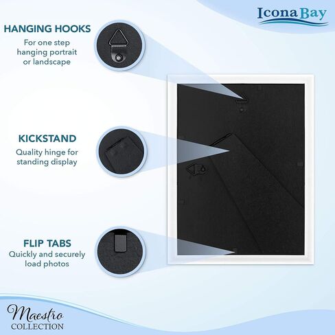 مجموعة إطارات الصور الذهبية من Icona Bay - 10 قطع (خمسة 4×6، ثلاثة 5×7، اثنتان 8×10)، طراز معاصر أنيق، مجموعة مايسترو لمعرض الحائط in Saudi Arabia