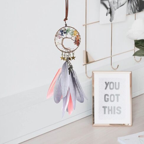 كوزي كابين زينة بتصميم صائد احلام صغير على شكل شجرة الحياة للتعليق على النافذة والسيارة ومراة الرؤية الخلفية والحائط مناسبة كهدية للمنزل واليوجا والتامل وديكور فينغ شوي in Kuwait