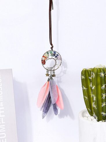 كوزي كابين زينة بتصميم صائد احلام صغير على شكل شجرة الحياة للتعليق على النافذة والسيارة ومراة الرؤية الخلفية والحائط مناسبة كهدية للمنزل واليوجا والتامل وديكور فينغ شوي in Kuwait