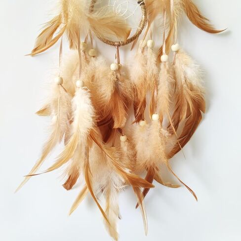 SOYUZU حلم الماسك القمر حلم الماسك البني ريشة حلم الماسك لغرفة النوم الكبار حلم الماسك للأطفال الأولاد الجدار شنقا ديكور فن زخرفة الهدايا الحرفية in Kuwait