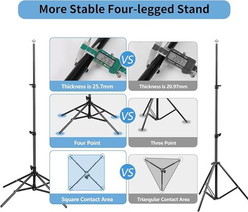 حامل خلفية للصور مقاس 6.5 × 10 أقدام، حامل خلفية لاستوديوهات الفيديو قابل للتعديل بأربعة أرجل، حامل خلفية عالي الثبات للحفلات وحفلات الزفاف والتصوير الفوتوغرافي وعرض الإعلانات in Kuwait