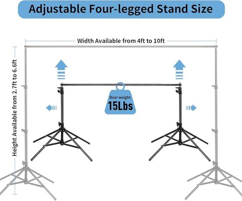 حامل خلفية للصور مقاس 6.5 × 10 أقدام، حامل خلفية لاستوديوهات الفيديو قابل للتعديل بأربعة أرجل، حامل خلفية عالي الثبات للحفلات وحفلات الزفاف والتصوير الفوتوغرافي وعرض الإعلانات in Kuwait