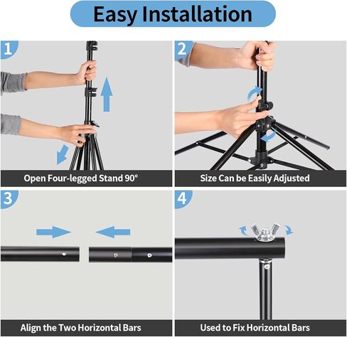 حامل خلفية للصور مقاس 6.5 × 10 أقدام، حامل خلفية لاستوديوهات الفيديو قابل للتعديل بأربعة أرجل، حامل خلفية عالي الثبات للحفلات وحفلات الزفاف والتصوير الفوتوغرافي وعرض الإعلانات in Kuwait