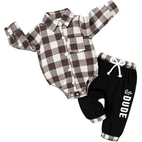 MAMAMI ملابس الوليد بيبي بوي الجاموس منقوشة طويلة الأكمام رومبير خطابات طباعة السراويل الخريف الشتاء وتتسابق مجموعة in Kuwait