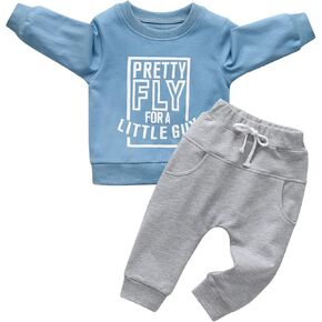 Derouetkia Toddler Baby Boy Clothes Long Sleeve Pullover Sweatshirt Tops Pants Outfit Sets in Kuwait