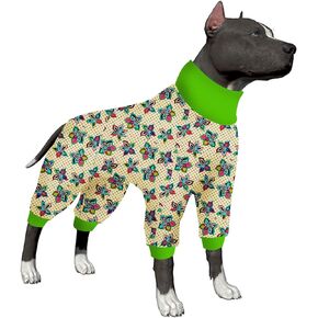 LovinPet Onesies for Large Dogs, Post Operative Protection Dog Pajamas, Dog Jumpsuit as Base Clothes Under Dog Sweaters, Breathable & Elastic Garden Rose Navy Prints Big Dog Jammies XL